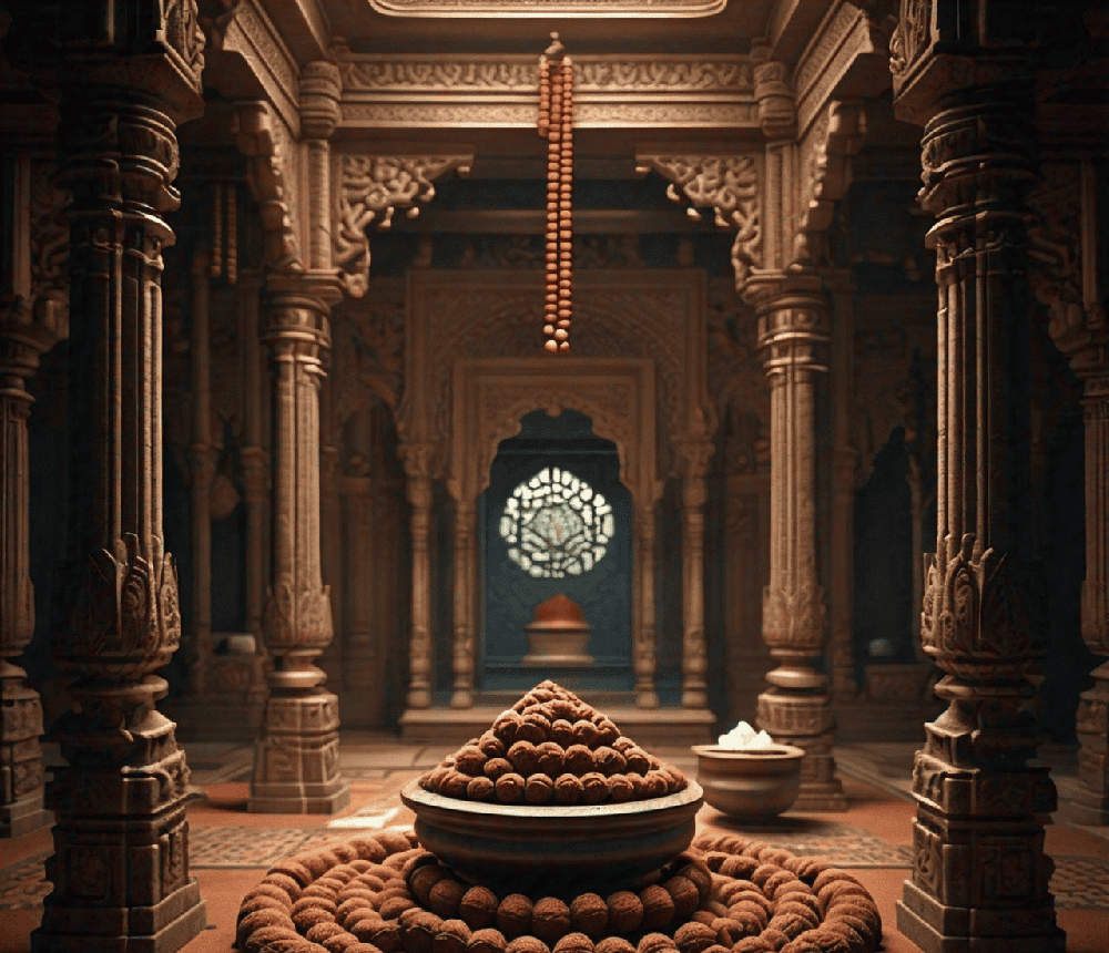 An infographic illustrating the benefits of Rudraksha for enhancing spiritual growth and enlightenment